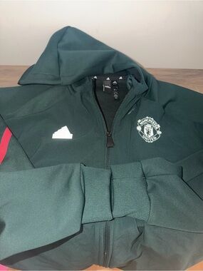 adidas Manchester United Forest Green Zip-Up Hooded Jacket